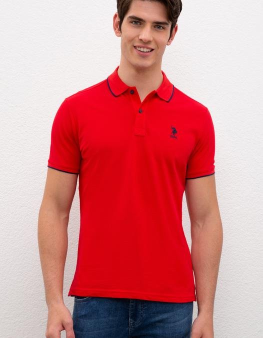 Erkek Kırmızı Polo Yaka T-Shirt Basic