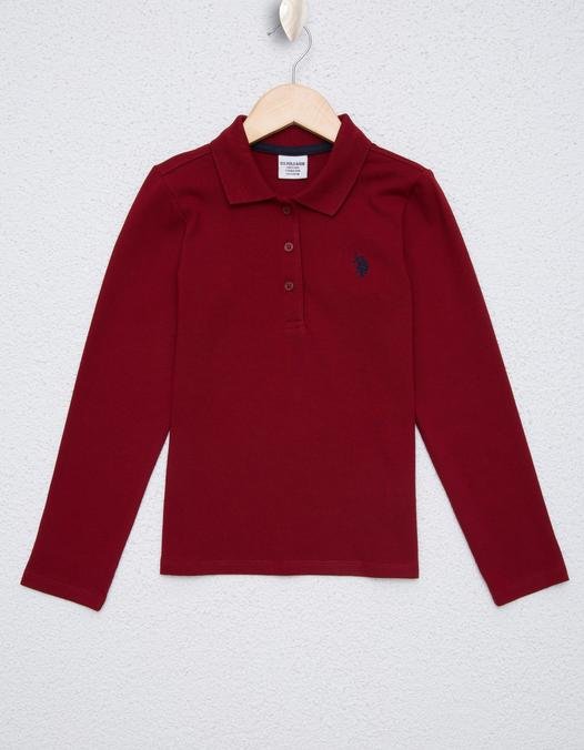 Çocuk Kırmızı Polo Yaka Basic Sweatshirt