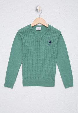Kız Çocuk Mint Melanj Basic Kazak