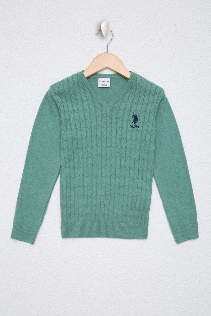 Kız Çocuk Mint Melanj Basic Kazak