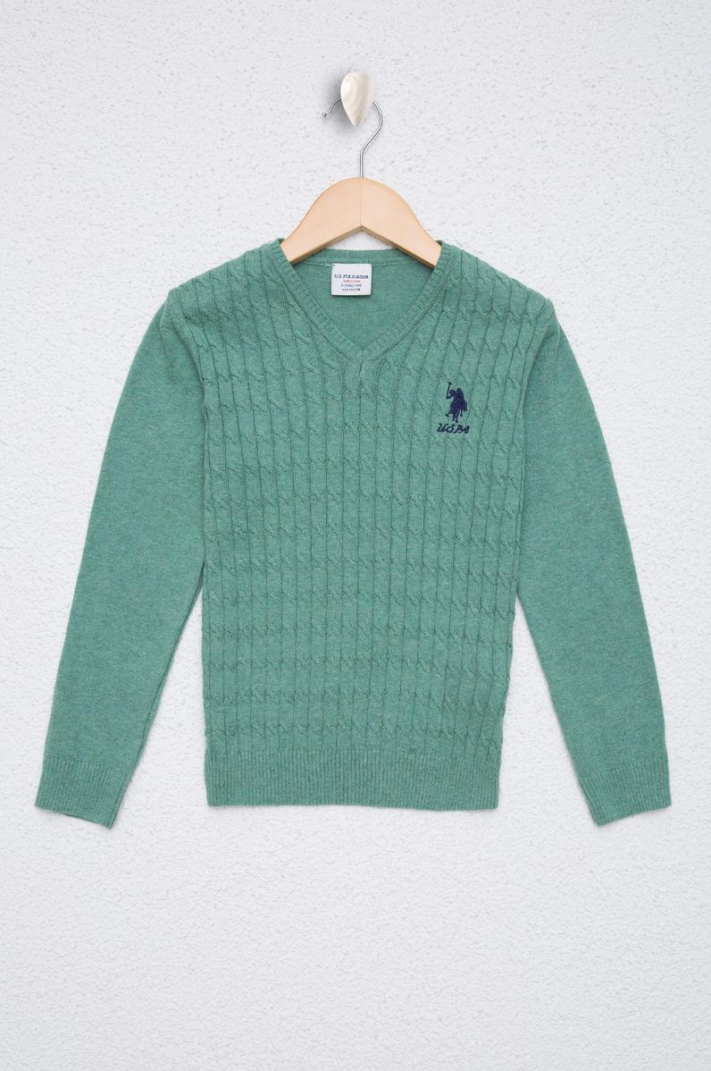 Kız Çocuk Mint Melanj Basic Kazak