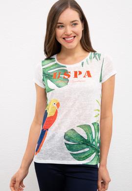 Kadın Beyaz Bisiklet Yaka T-Shirt