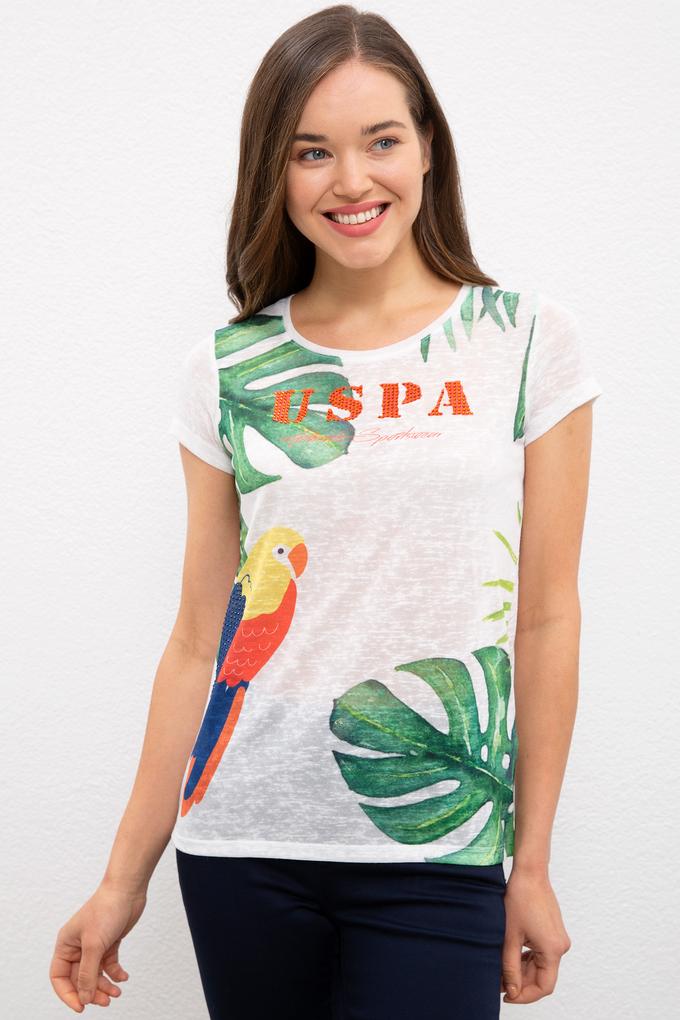 Kadın Beyaz Bisiklet Yaka T-Shirt
