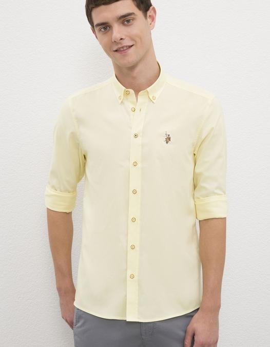 Erkek Sarı Gömlek Uzunkol Basic