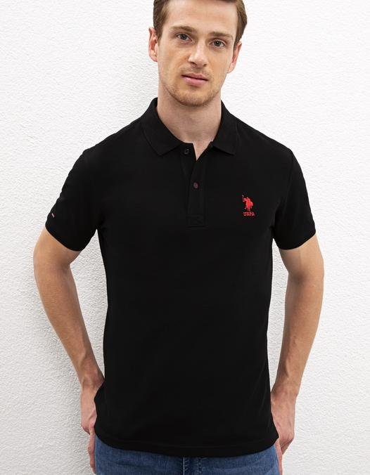 Erkek Siyah Polo Yaka T-Shirt Basic