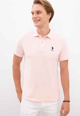 Erkek Açık Pembe Polo Yaka T-Shirt Basic