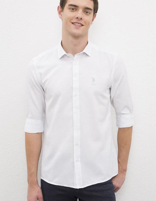 Erkek Beyaz Gömlek Uzunkol