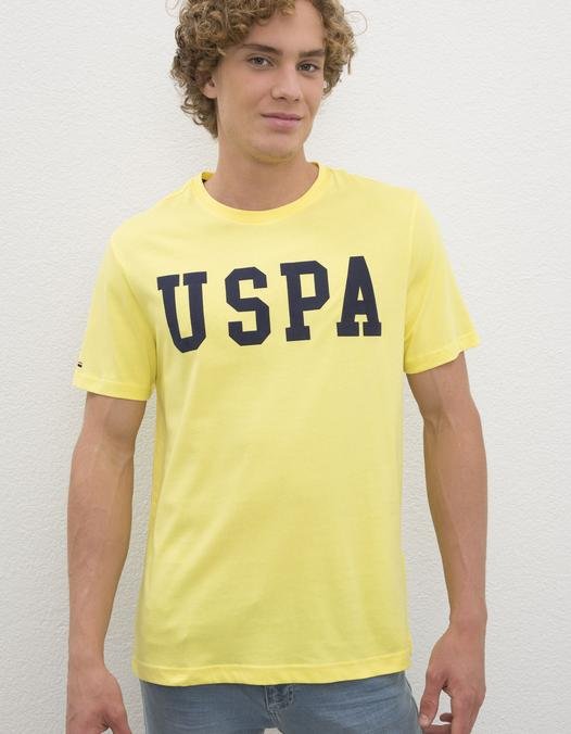 Erkek Sarı  Bisiklet Yaka T-Shirt Basic