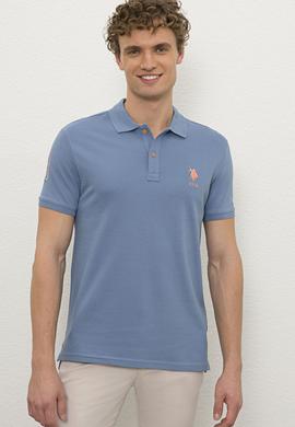 Erkek İndigo Polo Yaka T-Shirt Basic