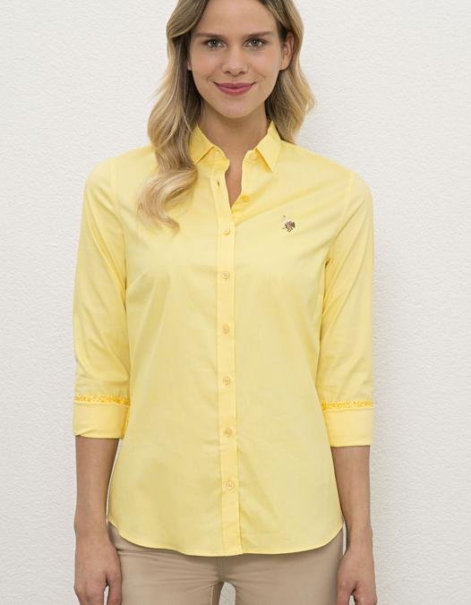 Kadın Sarı Gömlek Uzunkol Basic