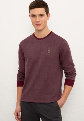Erkek Bordo Bisiklet Yaka Sweatshirt