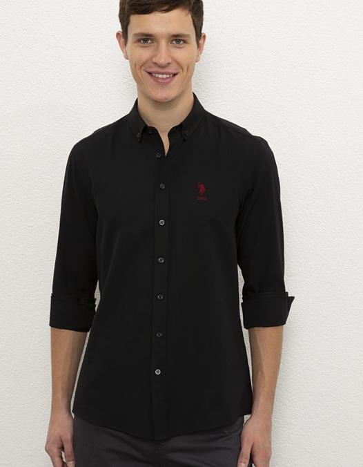 Erkek Siyah Gömlek Uzunkol Basic