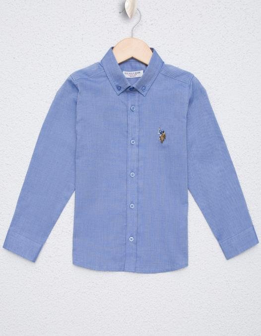 Erkek Çocuk Koyu Mavi Uzun Kollu Basic Gömlek