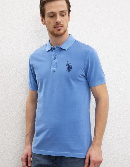 Erkek Kobalt Polo Yaka T-Shirt Basic