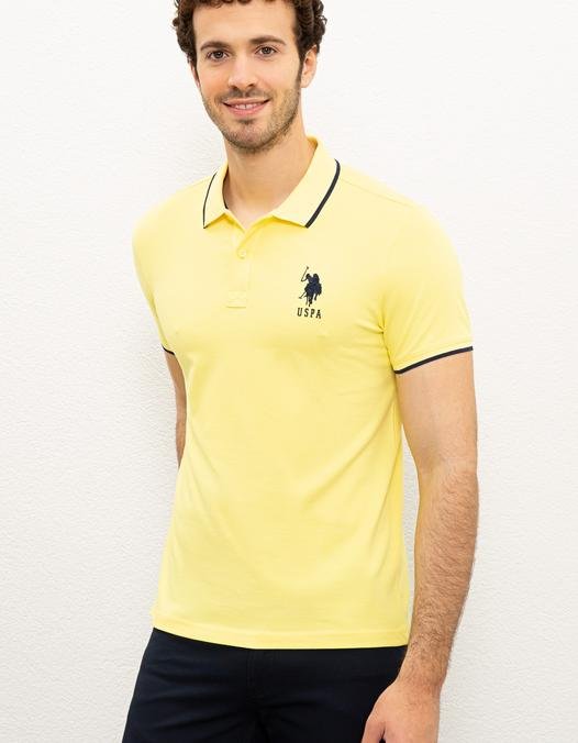 Erkek Sarı Polo Yaka Basic T-Shirt