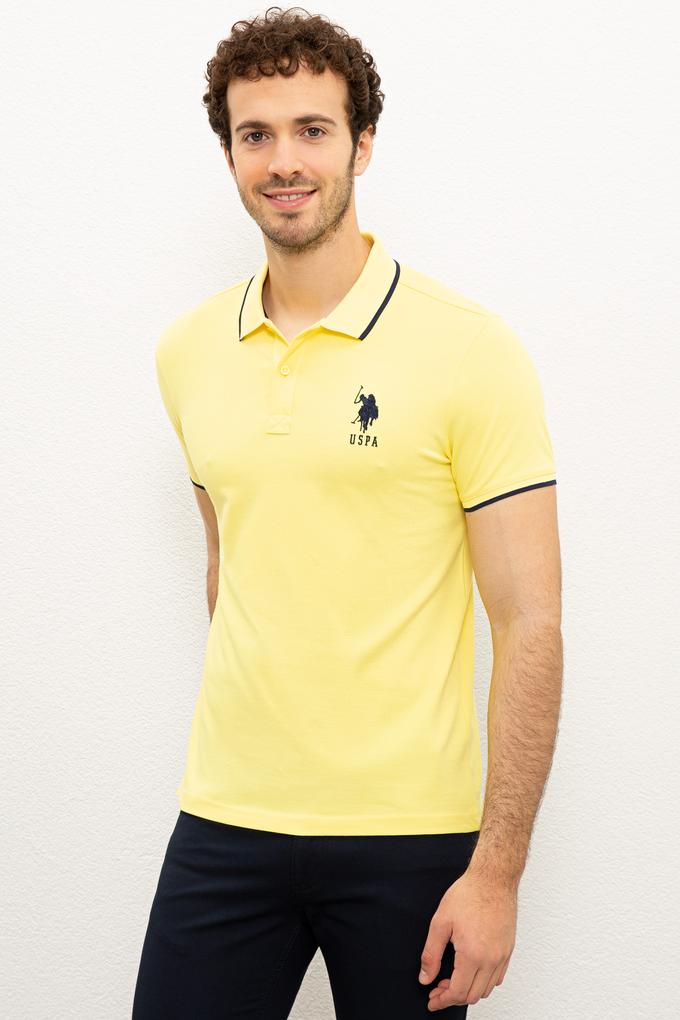 Erkek Sarı Polo Yaka Basic T-Shirt