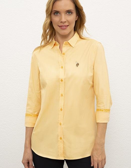 Kadın Sarı Gömlek Uzunkol Basic