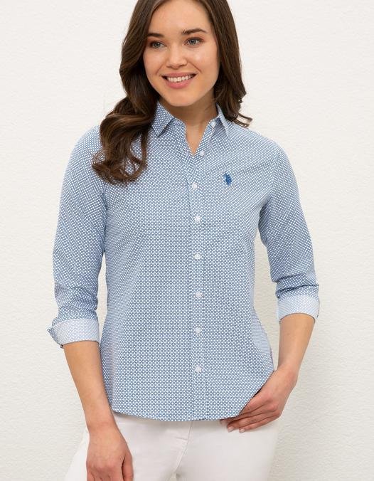 Kadın Mavi Gömlek Uzunkol