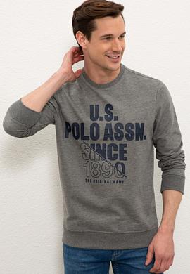 Erkek Antrasit Melanj Bisiklet Yaka Sweatshirt
