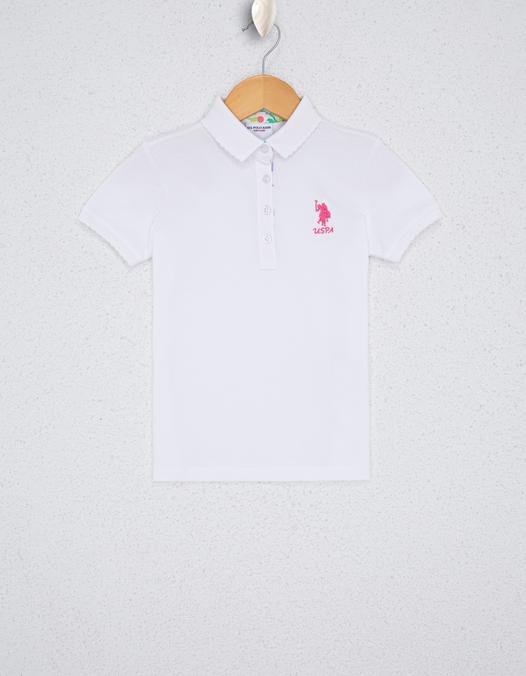 Kız Çocuk Beyaz Polo Yaka Tişört Basic