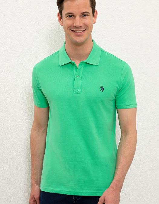 Erkek Elma Yeşili Basic Polo Yaka Tişört