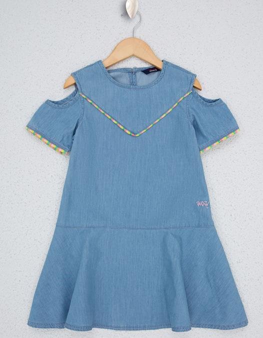 Kız Çocuk Mavi Denim Elbise