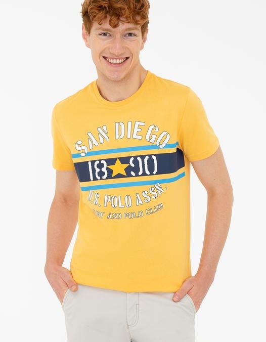 Erkek Sarı Bisiklet Yaka T-Shirt