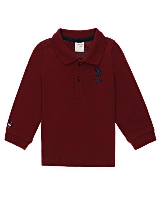 Çocuk Kırmızı Polo Yaka Sweatshirt Basic