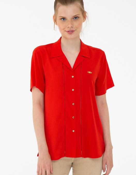 Kadın Kırmızı Gömlek Kısakol