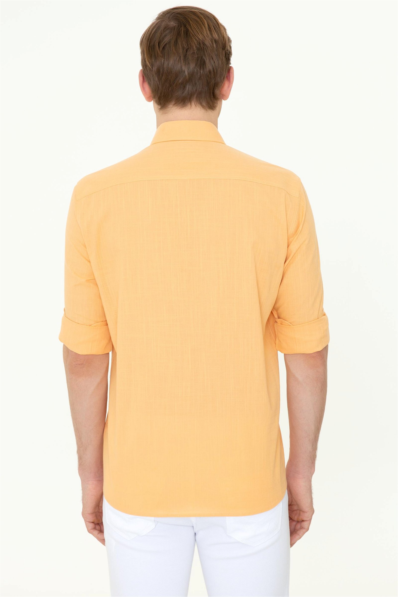 Erkek Turuncu Uzun Kollu Basic Gömlek