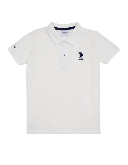 Erkek Çocuk Beyaz Basic Polo Yaka Tişört