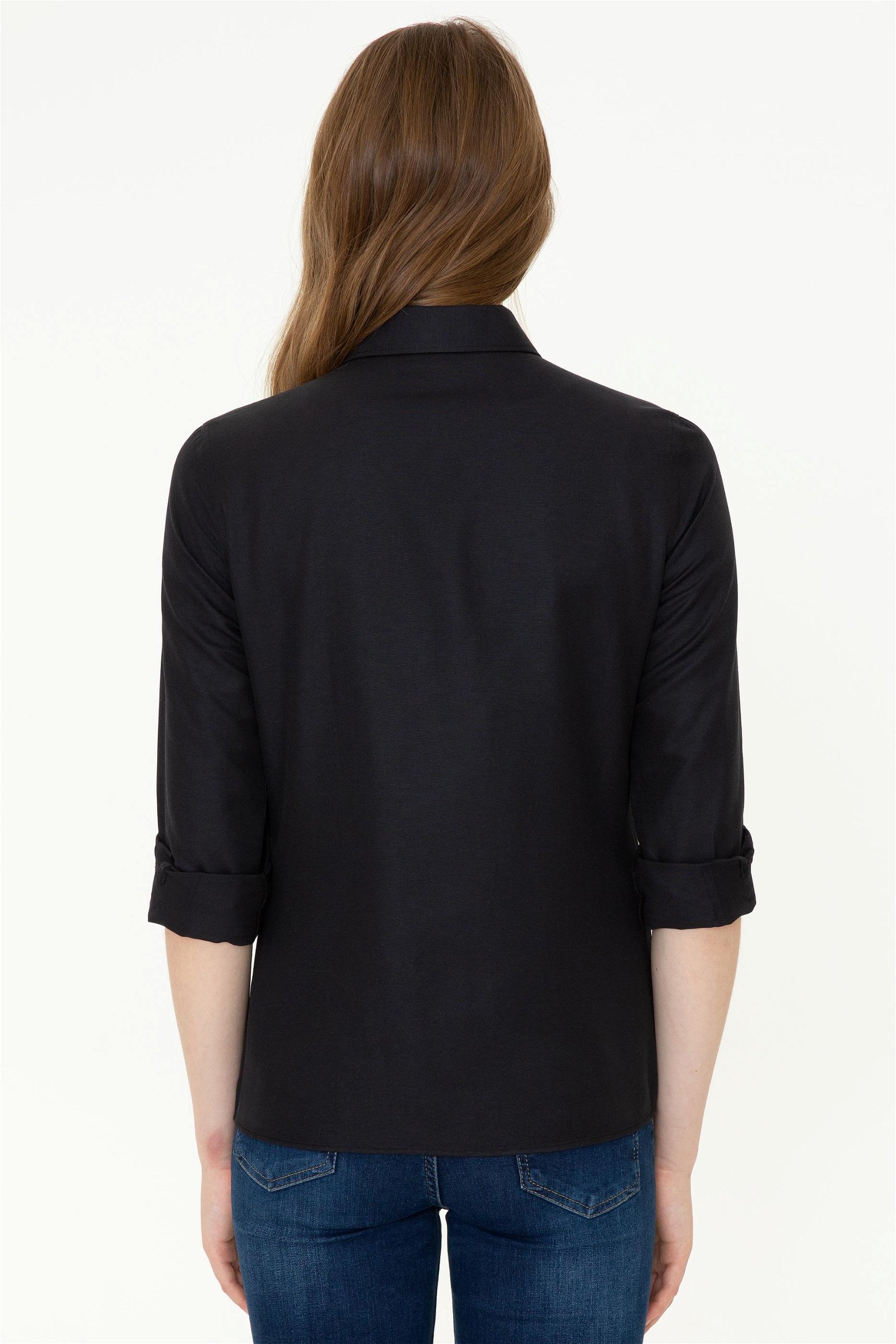 Kadın Siyah Uzun Kollu Basic Gömlek