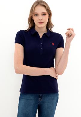 Kadın Lacivert Basic Polo Yaka Tişört