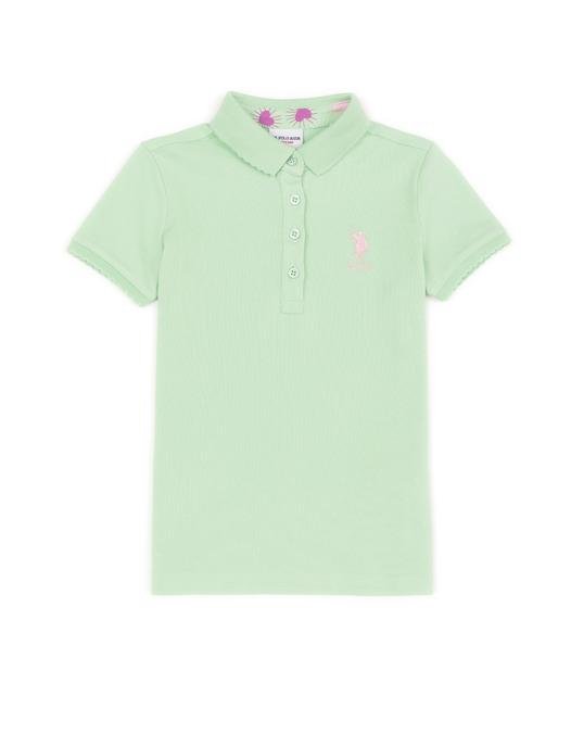 Kız Çocuk Mint Yeşili Basic Polo Yaka Tişört
