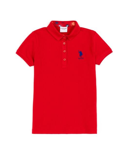 Kız Çocuk Kırmızı Basic Polo Yaka Tişört