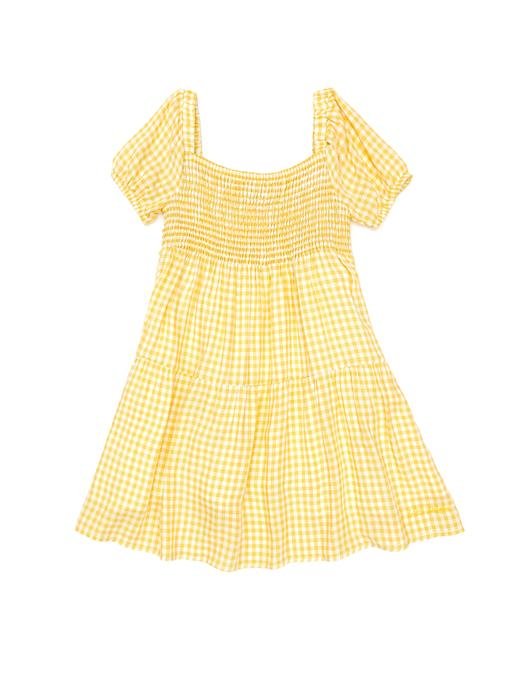 Kız Çocuk Açık Sarı Dokuma Elbise