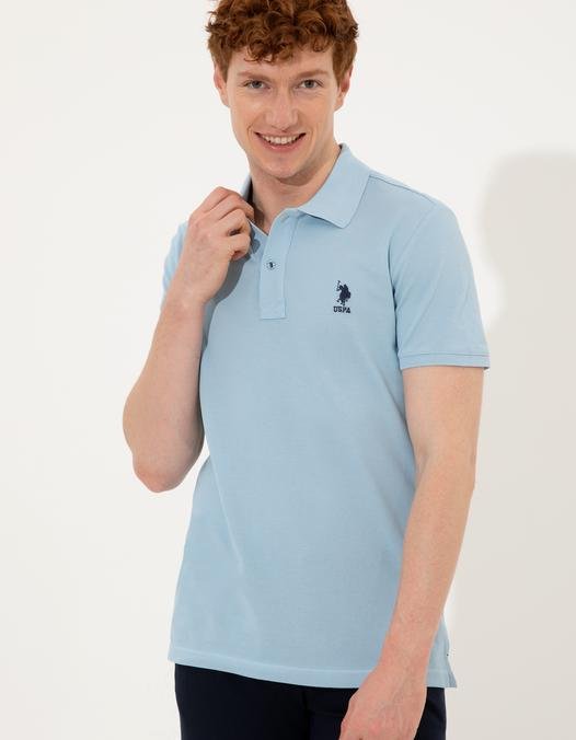 Erkek Açık Mavi Polo Yaka T-Shirt Basic