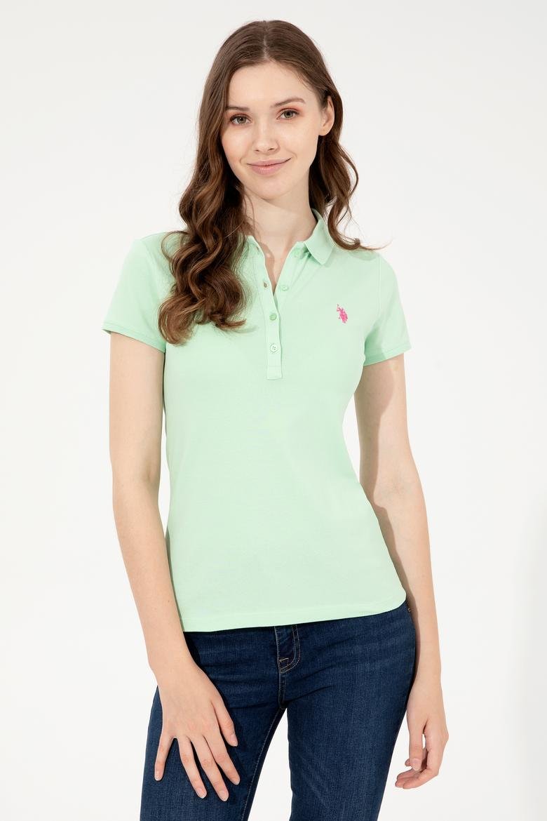 Kadın Mint Polo Yaka T-Shirt Basic