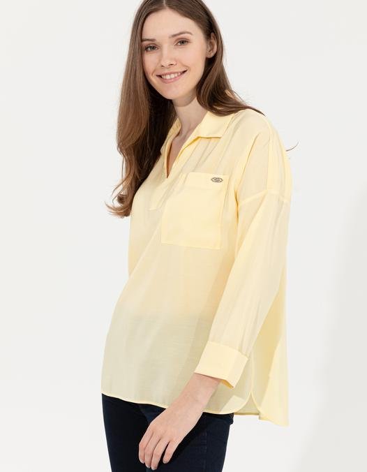 Kadın Açık Sarı Uzun Kollu Gömlek