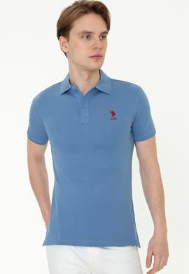 Erkek İndigo Polo Yaka T-Shirt Basic