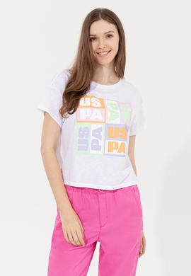Kadın Mint Bisiklet Yaka Crop Tişört