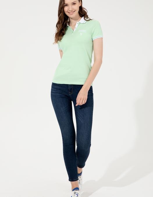 Kadın Mint Yeşili Polo Yaka T-Shirt