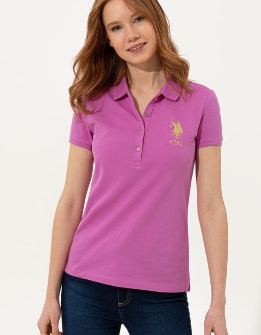 Kadın Menekşe Basic Polo Yaka Tişört