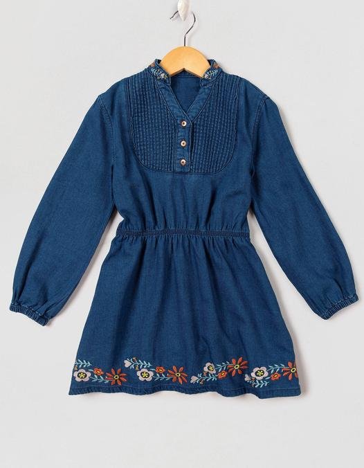 Kız Çocuk Mavi Jean Elbise