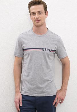 Erkek Gri Melanj Bisiklet Yaka T-Shirt