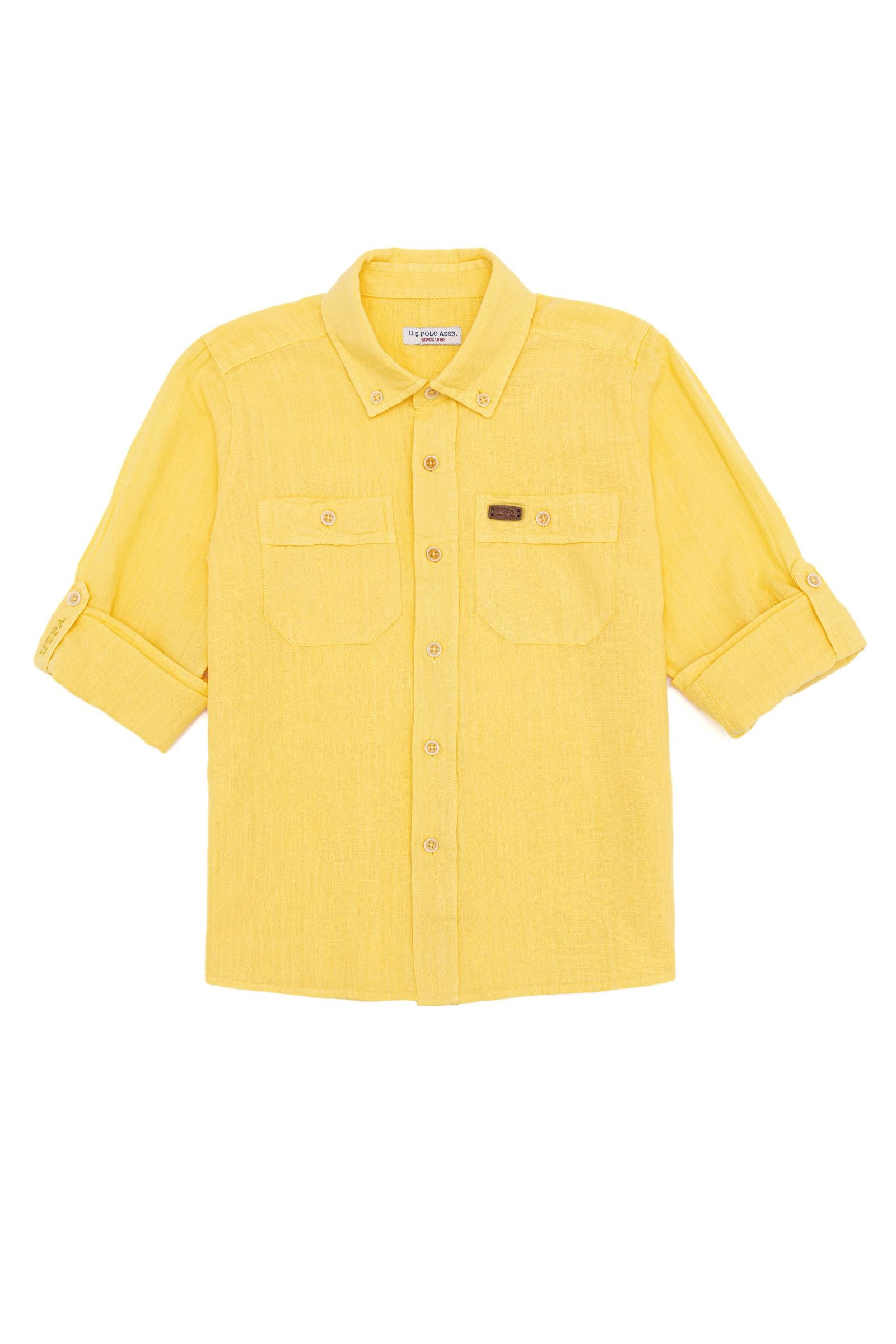 Erkek Çocuk Açık Sarı Uzun Kollu Gömlek