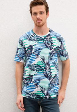 Erkek Kobalt Bisiklet Yaka T-Shirt