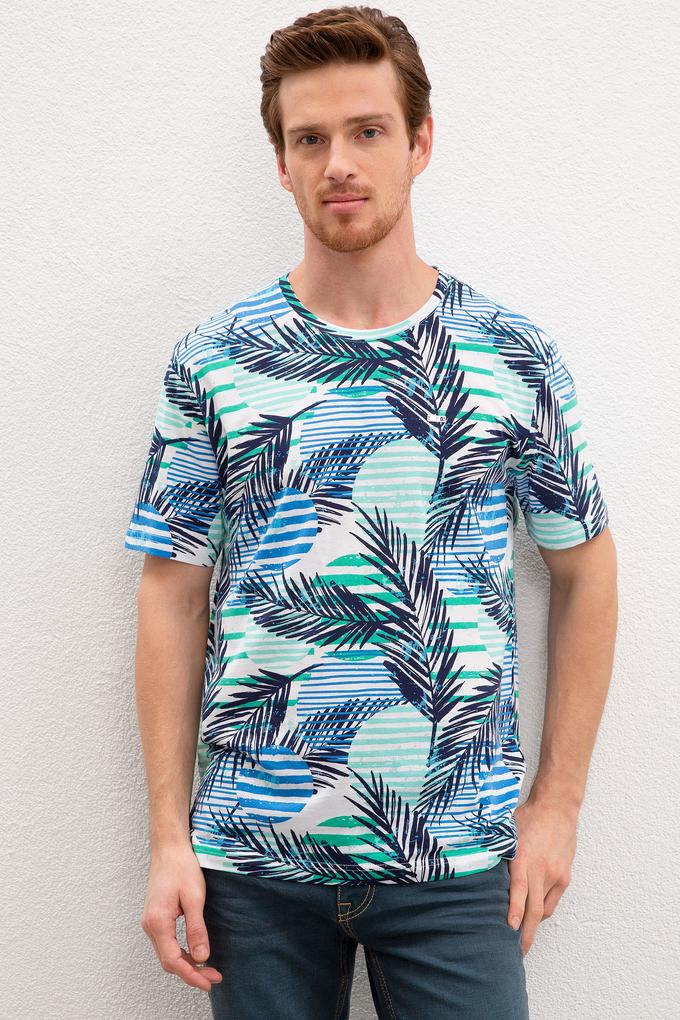 Erkek Kobalt Bisiklet Yaka T-Shirt