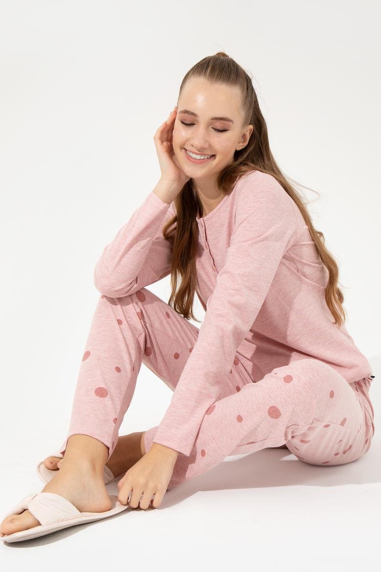 Kadın Pembe Melanj Pijama