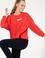Kadın Kırmızı Bisiklet Yaka Basic Sweatshirt